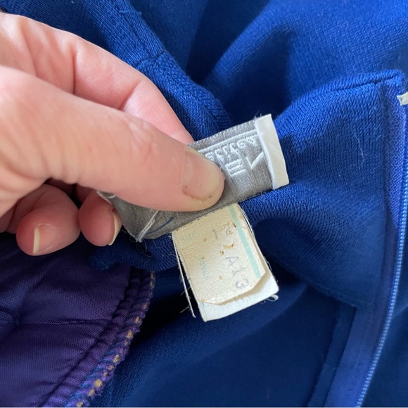 Vintage 80s David Warren Blue Knit Dress Midi Wool Gold Buttons Money ILGWU 10 P - Picture 10 of 10